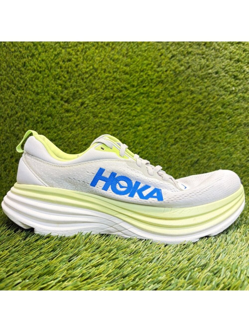Hoka One One Bondi 8 Mens Size 10 Gray Blue Athletic Running Shoes Sneakers